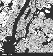 New York City Manhattan One Color Map Vector Outline Version Ready For Color Change Artprint New York City Manhattan Map Wall Mural Street Map