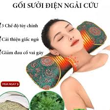 Gối Ngải Cứu Cắm Điện Làm ấm Gối Massage Cổ Vai GáyThảo Dược Hương Thơm  Thảo Mộc Tạo Cảm Giác Êm ái