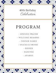 Programs of the 40th birthday. Birthday Party Program Templates 50th Birthday Program Template Google Search 25th Birthday Parties Program Template 60th Birthday When There Is A Ceremony Function Party Or Business Seminar The Organizer Of