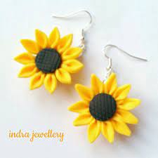 Sunflower Earrings Flower Jewelry Sunflowers By Indrajewellery Polymer Clay Jewelry Diy Flower Jewellery Polymer Clay Jewelry