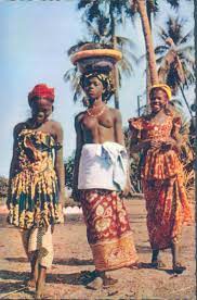 SENEGAL semi nud woman in market color 1960s RPPC 
