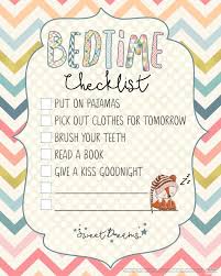 Bedtime Checklist Printable Bedtime Routine Chart Bedtime Bedtime Chart