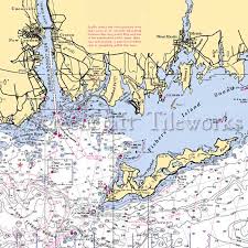 connecticut mystic fishers island sound nautical chart decor