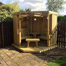 Corner Arbour Garden Arbour Shelter Wooden Corner Arbour 4 Seat Corner For Sale Online Ebay Corner Garden Seating Patio Garden Design Garden Huts