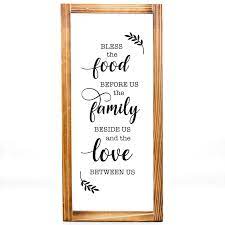Accented with a global inspired style, the wall decor is burnished with a gray finish. Bless This Food Before Us Sign Farmhouse Kitchen Decor Kitchen Wall Decor Rustic Home Decor Country Kitchen Decor With Solid Wood Frame 8x17 Inch Walmart Com Walmart Com