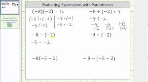 Evaluate Expressions With Parentheses Youtube