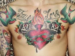 Sacred Heart And Black Rose Tattoo On Chest Tattoos For Guys Sleeve Tattoos For Women Chest Tattoo Men