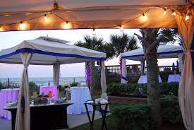 Beach Wedding Reception Small Reception In Oceanfront Cabanas Hilton Myrtle Beach Sc Myrtle Beach Beach Wedding Reception Oceanfront