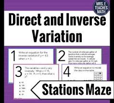 Direct And Inverse Variation Stations Maze Activity