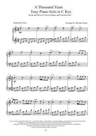 A Thousand Years Easy Piano Solo In C Key By Christina Perri Digital Sheet Music For Piano Solo Easy Piano Keyboard Synth In 2020 Easy Piano Songs Easy Piano Piano