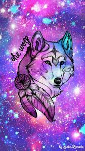 Wolf Drawing With Galaxy Background Galaxy Wolf Wolf Wallpaper Drawings Pinterest