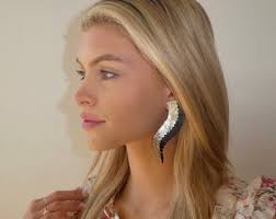 Leather Wing Stud Earrings Italian Leather Earrings Lightweight Earrings