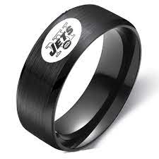 New York Jets Ring Football Black Titanium Steel Men Sport Ring Band Size 6 13 Flystarjewelry Band Stainless Steel Wedding Bands Black Rings Football Rings
