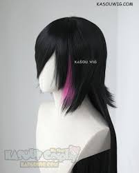 Black And Pink Striped Wig Kasou Wig Rwby Lie Ren 90cm Long Black Ponytail Wig With Pink Streak Ponytail Wig Wigs Pink Streaks