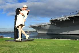 A statue depicting the famous scene of a sailor kissing a woman in new york's times square as people celebrate the end of world war ii has been vandalized with red spray paint spelling out #metoo. Sailor In The Famous Wwii Kissing Photograph Dies At 95