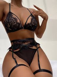 Floral Lace Garter Lingerie Set Shein Eur