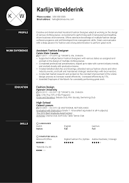 assistant fashion designer resume sample kickresume