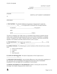 Must i prove that i am a resident of maine in order to file for my divorce? Free Maine Marital Settlement Divorce Agreement Pdf Word Eforms
