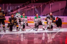 So, the nhl says it's not banning gifs, and won't do so for at least the duration of the playoffs, but there are still big questions about why those popular gif creators disappeared and why vail told. Nhl On Twitter Players Of The Dallasstars And Goldenknights Kneel During The National Anthems Weskatefor Equality