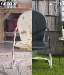 Make Last Season S Rusted Chair New Again With Stops Rust Learn Step By Step How To Remove Metal Patio Furniture Patio Furniture Makeover Painted Metal Chairs