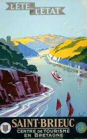 Summertime In St Brieuc By French Poster Artist Commarmond This Is The Original Poster Printed Around 1925 St Brieuc Is Vintage Travel Images En 2019