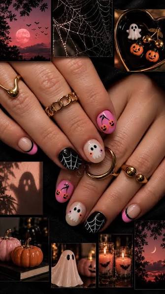 DIY ombré halloween nails! 💗🕷️👻 i was SO excited when i finished this  mani because i couldn't wait to show this nail art hack to you guys! <3 •  for those who