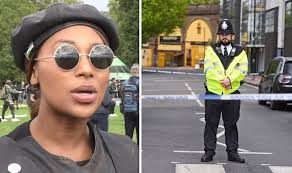 Activist sasha johnson is seen chanting and doing an interview at the million people march in london in august 2020. Box 3wb72uvipm