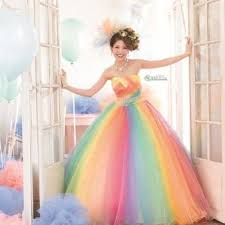 Kumikkie Kumiko Funayama Japanese Model Rainbow Wedding Dress Colored Wedding Dress Rainbow Dress Rainbow Wedding Dress