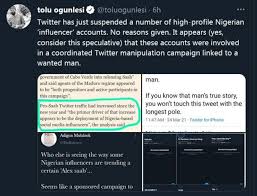 Finally, we believe this information about trending on twitter nigeria today | follow top 8 twitter trends right now is helpful to you? Alex Saab Who Be Di Man Wey Twitter Allegedly Suspend Nigerian Influencers On Top Im Mata Bbc News Pidgin