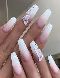Fresh Easy White Long Nail Art Styles For Teenage Girls Pink Ombre Nails White Nail Designs Coffin Nails Designs Acrylic nails are less expensive as compared to the gel nails.
