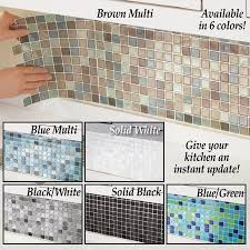 Mosaic Backsplash Tiles Set Of 6 Black And White Walmart Com Mosaic Backsplash Inexpensive Backsplash Ideas Diy Kitchen Backsplash