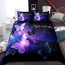 Teen bedding for girls comforter set full queen twin purple blue turquoise dorm room bedspread bundle includes bonus sleep mask from designer home (full/queen). Patatino Mio Butterfly Printed Pink Purple Blue Black Bedding Set Queen Size