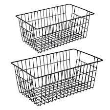 Farmhouse metal wire storage baskets, set of 2 black wire basket for storage, wire organizer with handles and chalkboard labels, rustic wall hanging baskets for kitchen, bathroom, bedroom storage. Buy Ipegtop Wire Storage Baskets 2 Pack Large Farmhouse Metal Wire Basket Freezer Storage Organizer Bins With Handles For Kitchen Cabinets Pantry Closets Bedrooms Bathrooms Black Online In Indonesia B08c5fbqms