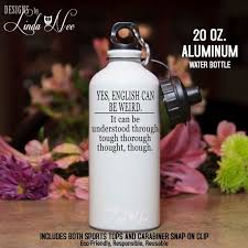 Aluminum Water Bottle English Weird Grammar Water Bottle Geek Water Bottle Geekery Nerd Grammar Geek Water Bo Bottle Water Bottle Aluminum Water Bottles