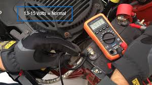 Place the black lead from the voltmeter on the negative battery post and the red lead on the positive post. How To Test A Kohler Voltage Regulator Rectifier Regulator Output Test Youtube