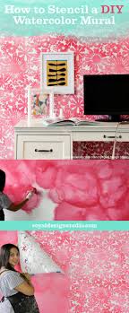 Colors in various shades were layered on walls. How To Stencil A Diy Watercolor Mural Painting Pink Floral Wall Art Royal Design Studio Stencils