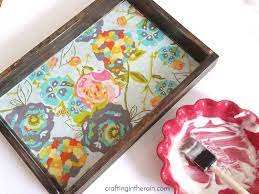 Fabric Bottomed Wood Tray Fabric Decoupage Decoupage Wood Mod Podge Fabric