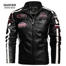 Winter Men Jacket Leather Men Motorcycle Jacket Logo Embroidery Bomber Jacket Slim Fit Coat Biker Coat Fashion Zipper Coat Male Faux Leather Coats Aliexpress