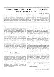 Pdf Employee Turnover In Hospitality Industries A Study Of Service Staff