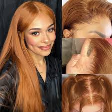 Amazon.com : DIMODRA Ginger Brown Lace Front Wigs Human Hair #30 Colored  Straight Light Brown Colored 13x4 Transparent Lace Frontal Human Hair  Strawberry Blonde Glueless Wig Honey Blonde Lace Front Wig 20