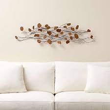 Copper black and white painting 16 x 40, acrylic painting on canvas, abstract painting, contemporary art, large wall art, by l dawning scott. Wall Art Wood Metal And Fabric Designs Crate And Barrel