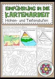 Hohen Und Tiefenstufen Arbeitsblatt Einfuhrung In Die Kartographie Kartenarbeit Unterrichtsmaterial In Den Fachern Erdkunde Sachunterricht Kartographie Erdkunde Karten
