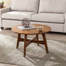 Rayonta Round Coffee Table Midcentury Modern Dark Sienna Walmart Com Mid Century Modern Coffee Table Coffee Table Round Coffee Table