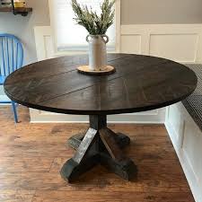 Rustic Round Pedestal Base Table Round Kitchen Table Round Etsy Pedestal Table Base Round Kitchen Table Rustic Round Table
