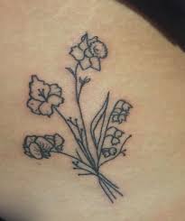 Sibling Birth Flowers Tattoo Narcissus Daffodil Lily Of The Valley Sweet Pea Delphinium Larkspur Birth Flower Tattoos Daffodil Tattoo Flower Tattoo Designs