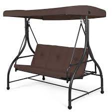 You only want the swing to. Costway Converting Outdoor Swing Canopy Hammock 3 Seats Patio Deck Furniture Brown Walmart Com Walmart Com