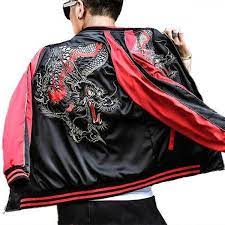 Chinese Style Dragon Embroidered Bomber Jacket For Men Cool Black Jackets Xxxl Embroidered Bomber Jacket Bomber Jacket Men Bomber Jacket