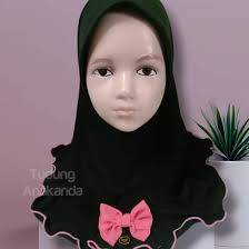 Tudung Anakanda by QalbyHijab Material mosscreep Dengan ribon dan klim tepi  halus Item ready stok 3