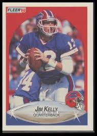 1990 Fleer #113 Jim Kelly Lower right star of AFC logo aligned with blue
