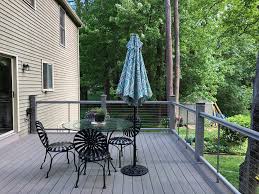 Timbertech silver maple composite decks. Decks R Us After Silver Maple Timbertech Decking With Slate Gray Timbertech Radiance Rail With Stainless Steel Feeney Cables Facebook